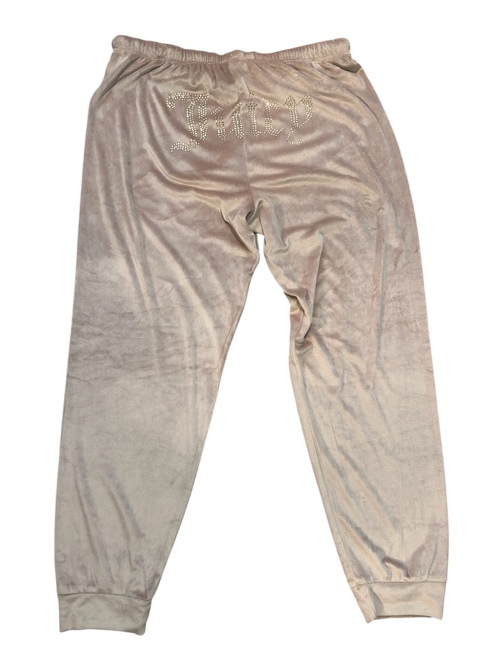 Juicy Couture Velour Rhinestone Butt Logo Joggers Pink Taupe XL Y2K